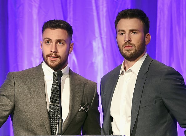 Aaron Taylor-Johnson and Chris Evans 