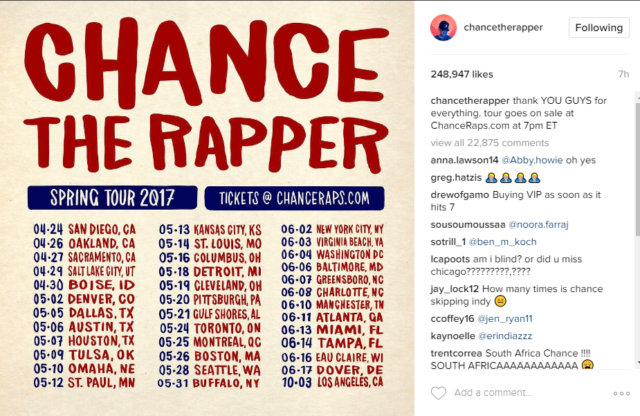  Chance the Rapper Tour Dates