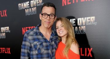 Steve-O (L) and Lux Wright attend the premiere of the Netflix film 'Game Over, Man!' at the Regency Village Westwood