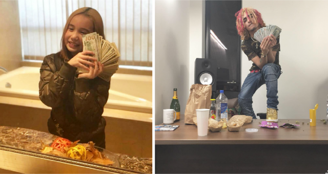Lil Pump and Lil Tay Showing off Cash