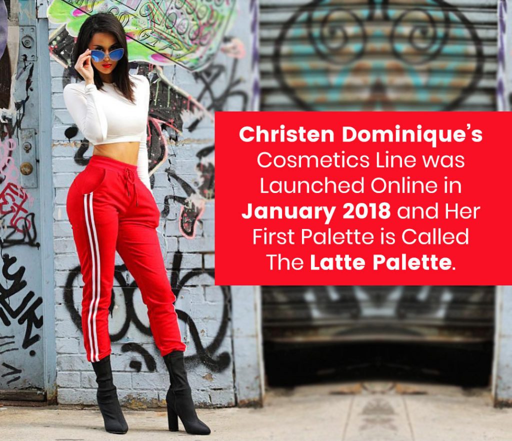 Christen Dominique’s cosmetics line was launched online in January 2018