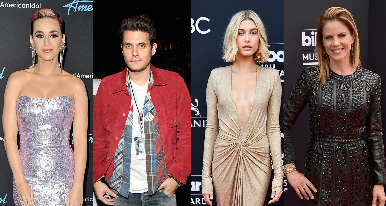 John Mayer’s Girlfriends till date. Katy Katy Perry(Left), Hailey Baldwin(Right-Middle), Natalie Morales(Right)