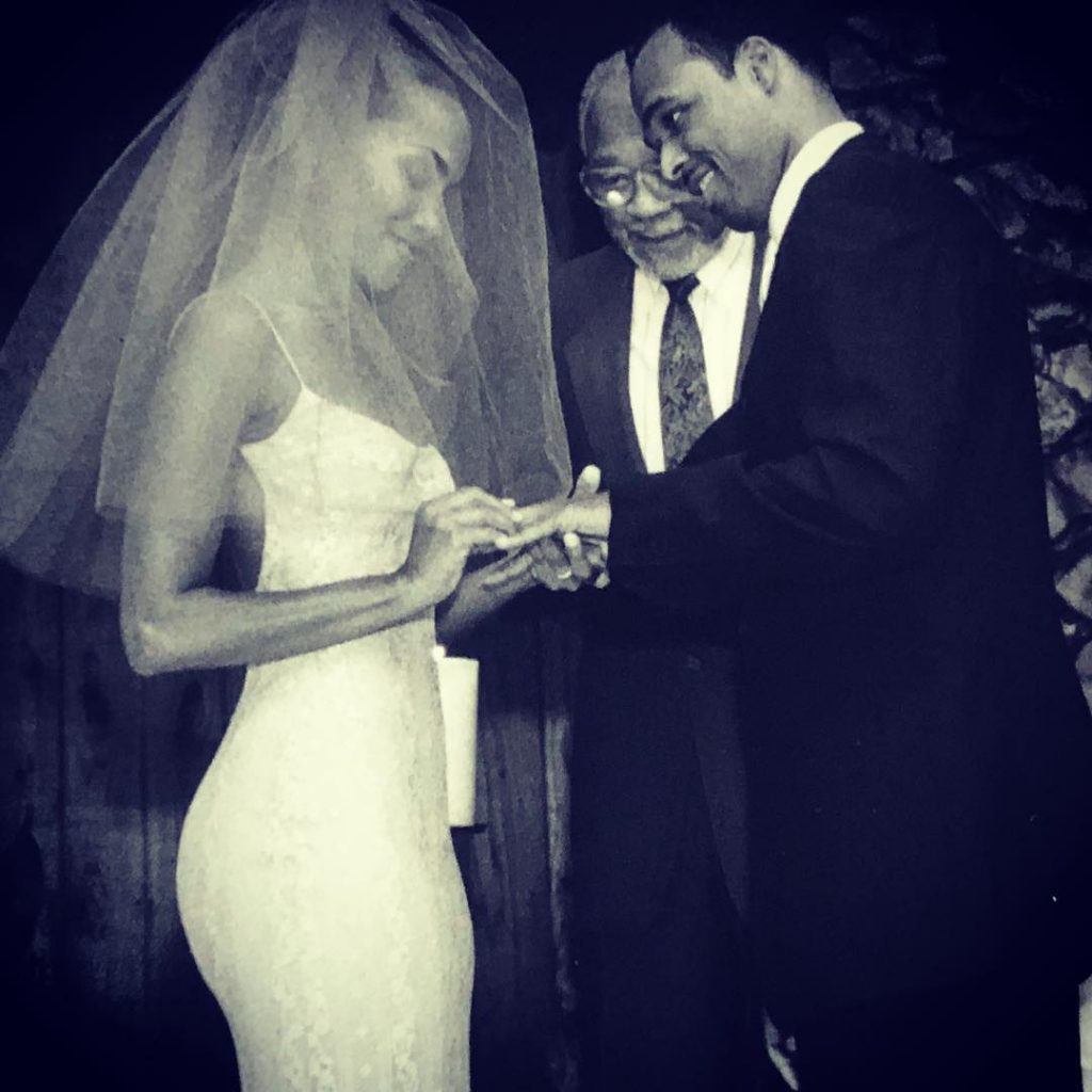 Salim Akil and his wife, Mara Akil on their wedding day