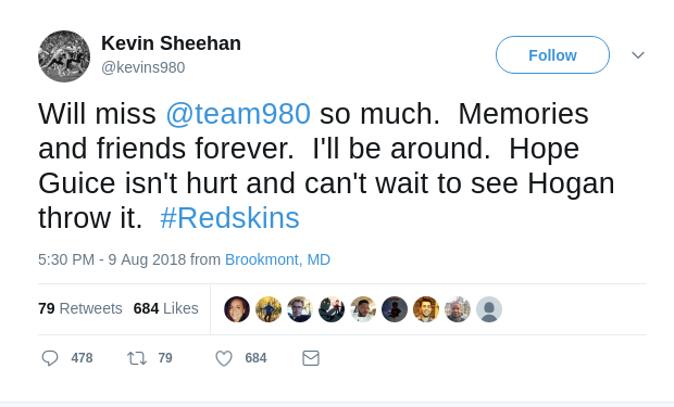 Kevin Sheehan's Leaving Tweet