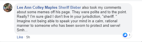 Lee Ann Colley Maples Calls Out Sheriff Bieber