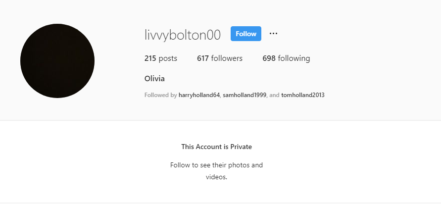 Olivia Bolton's Private Instagram (Followed by Holland Brothers)